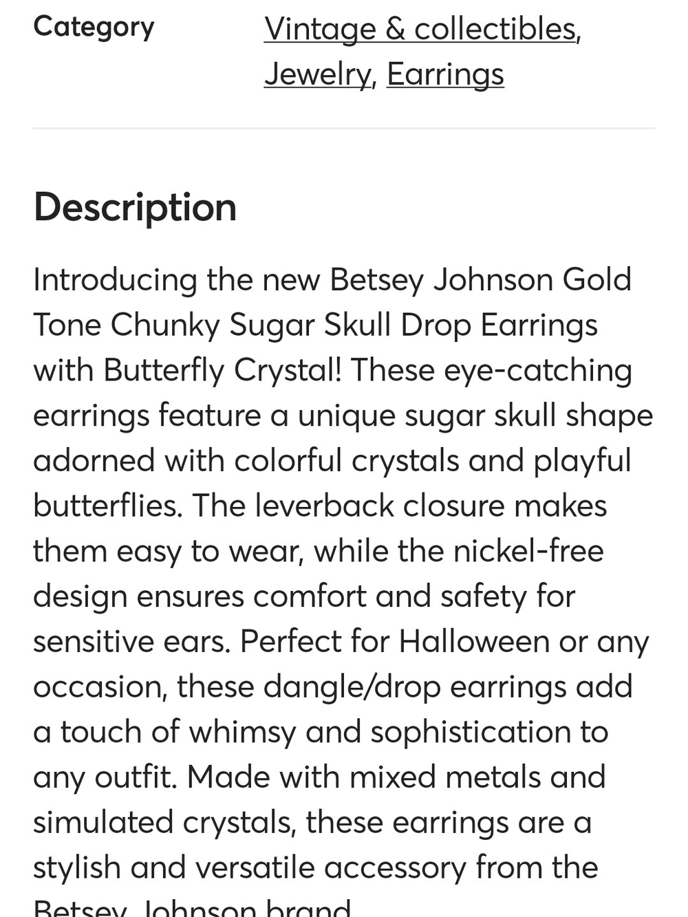 ☠️Betsey Johnson Gold & Pink💓 Crystal ☠️Skull Drop Earrings - Picture 6 of 8